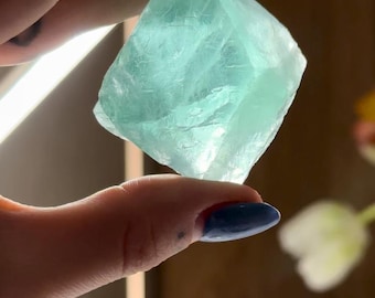 Rare Fluorescent Fluorite Crystal, UV Reactive Specimen (90g)