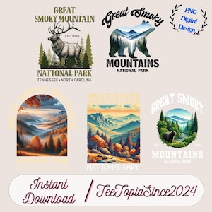 Great Smoky Mountains National Park PNG Bundle, Mount Rainier National Park Sublimation Designs, US National Park Png, Grand Teton Park png
