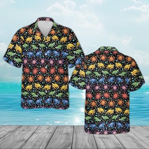 Pride Sea Turtle Hawaiian Shirt, Rainbow LGBTQ Aloha Shirt, Colorful Ocean Pride Button Up, Beach Parade Shirt