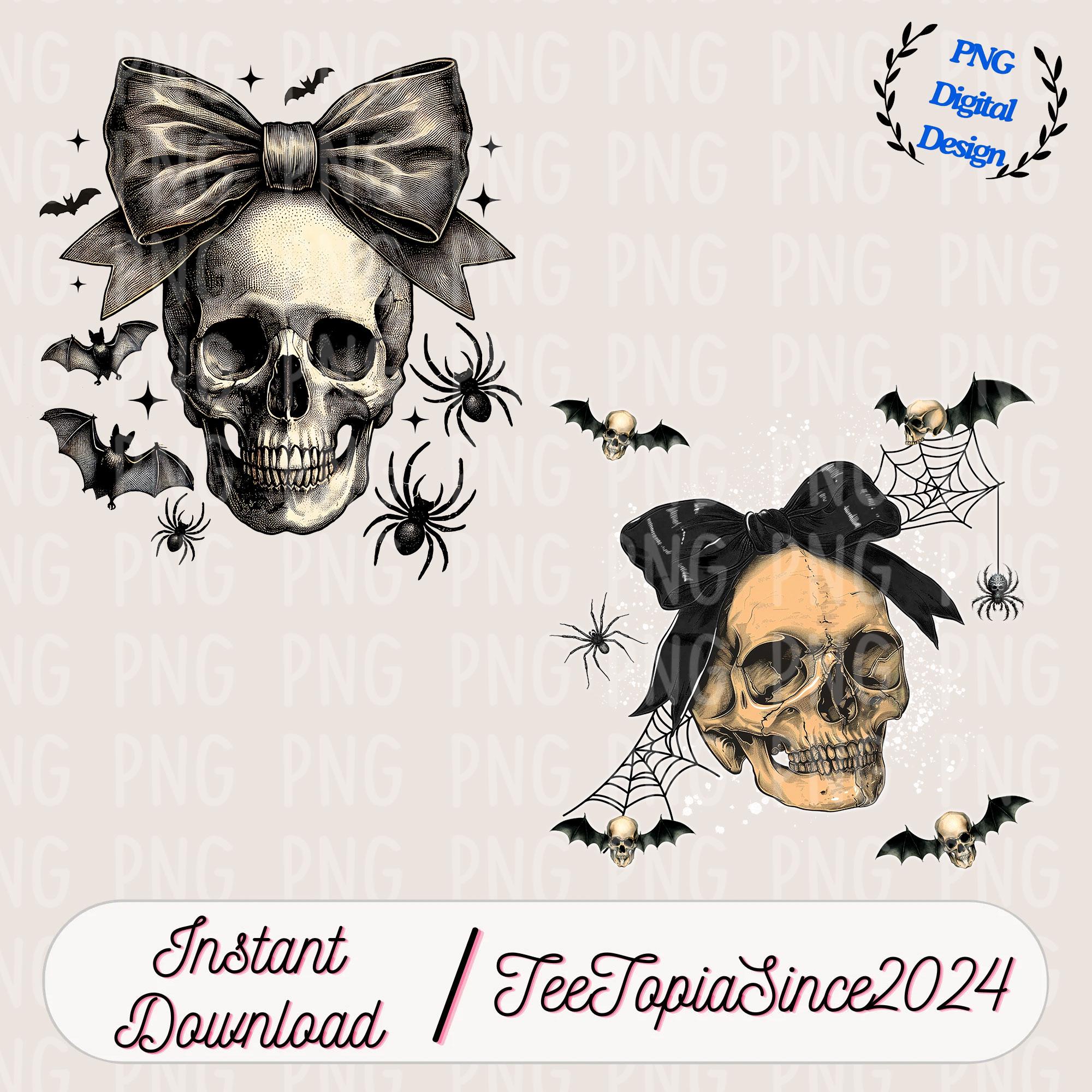 Halloween Skull Bow Png, Coquette Png, Bow Halloween Skeleton Png ...