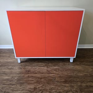 Litter Robot 4 Enclosure: Modern Cat Cabinet, White & Orange