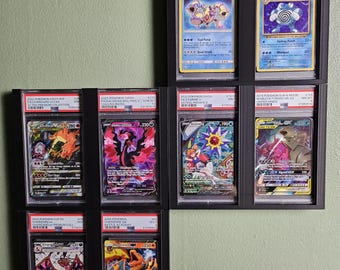 Slab Wall Mount Display – Customizable 2-Slot Trading Card Holder for Collectors | Easy Install with Adhesive Strips Compatible w/ PSA Slabs
