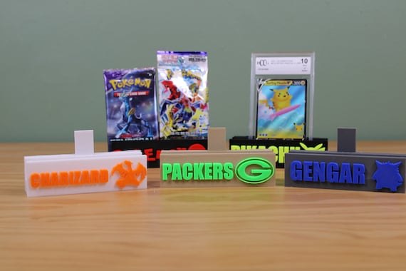 pokemon card stand 3d print Pokemon Card Holder Stand Toploader Tilted Stands 3D Printed Pokemon