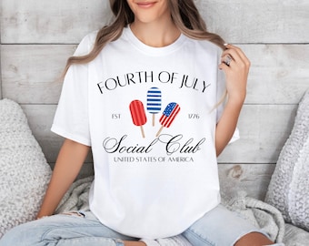 Fourth of July Popsicle Social Club PNG | July 4th Design | Trendy America Graphic Tee | Preppy Sublimation