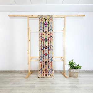 Custom Berber Moroccan Tribal Playful Azilal Runner Rug - Handmade Wool Hallway Carpet