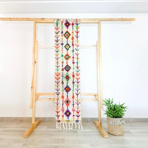 Custom Berber Moroccan Tribal Playful Azilal Runner Rug - Handmade Wool Hallway Carpet - Traditional Vibrant Bohemian hallway runner