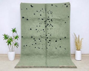 Sage Green Moroccan Rug Wool Berber Plush Area Rug