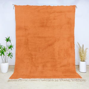 Handmade Beni Ourain Moroccan Wool Rug in Warm Terracotta – Authentic Berber Area Carpet for Living Room, Bedroom, or Dining Space