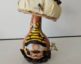 Coffee Bee Gourd Gnome Mushroom Shelf/Desk Setter Whimsical