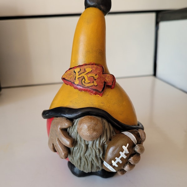 Go Chiefs! Primitive Sculpted Gourd Football Player Gnome