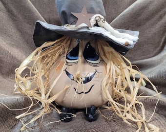 Cute Happy BIG Head Short Legged Sculpted Gourd Witch