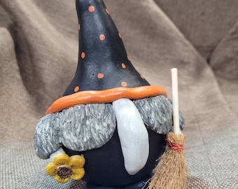 Good Little Witch Sculpted Gourd Gnome