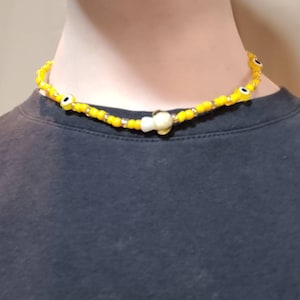 Protection Seed Bead Evil Eye Necklace Yellow