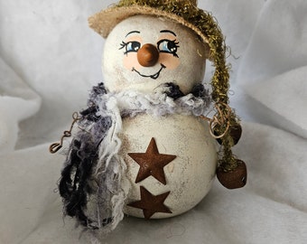 Country Gourd Sculpted Primitive Snowman