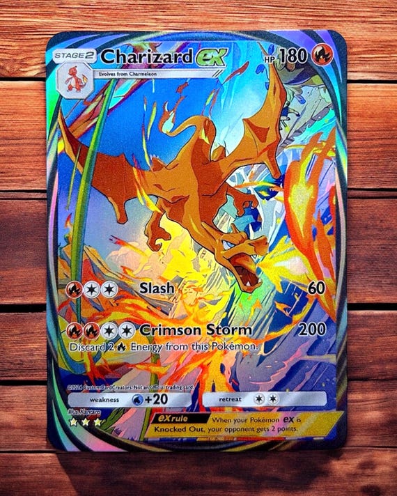 ポケモン リザードン ex TCG ポケットカスタムカード ホロ！ - Etsy 日本