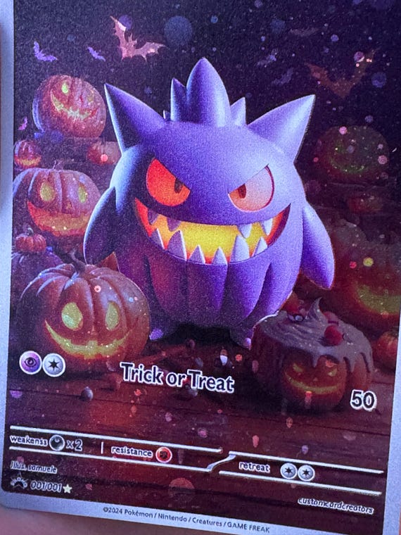 Gengar Halloween POKEMON Custom Card Gx Cosmo Holo ! - Etsy