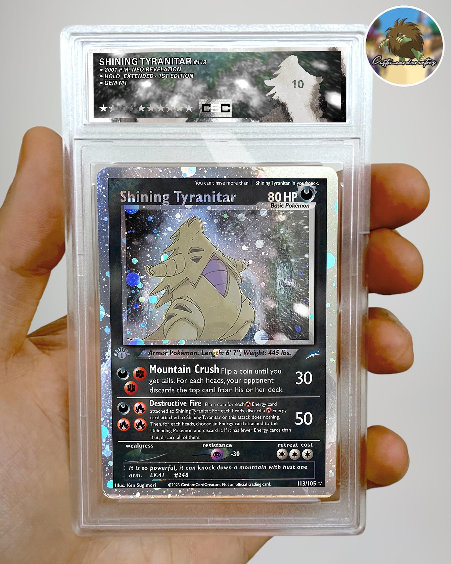 Shining Tyranitar ポケモンカード POKEMON Custom Shining Tyranitar GX Cosmo Holo! - Etsy