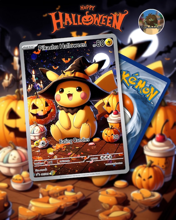 Pikachu Halloween POKEMON Custom Card Gx Cosmo Holo! - Etsy