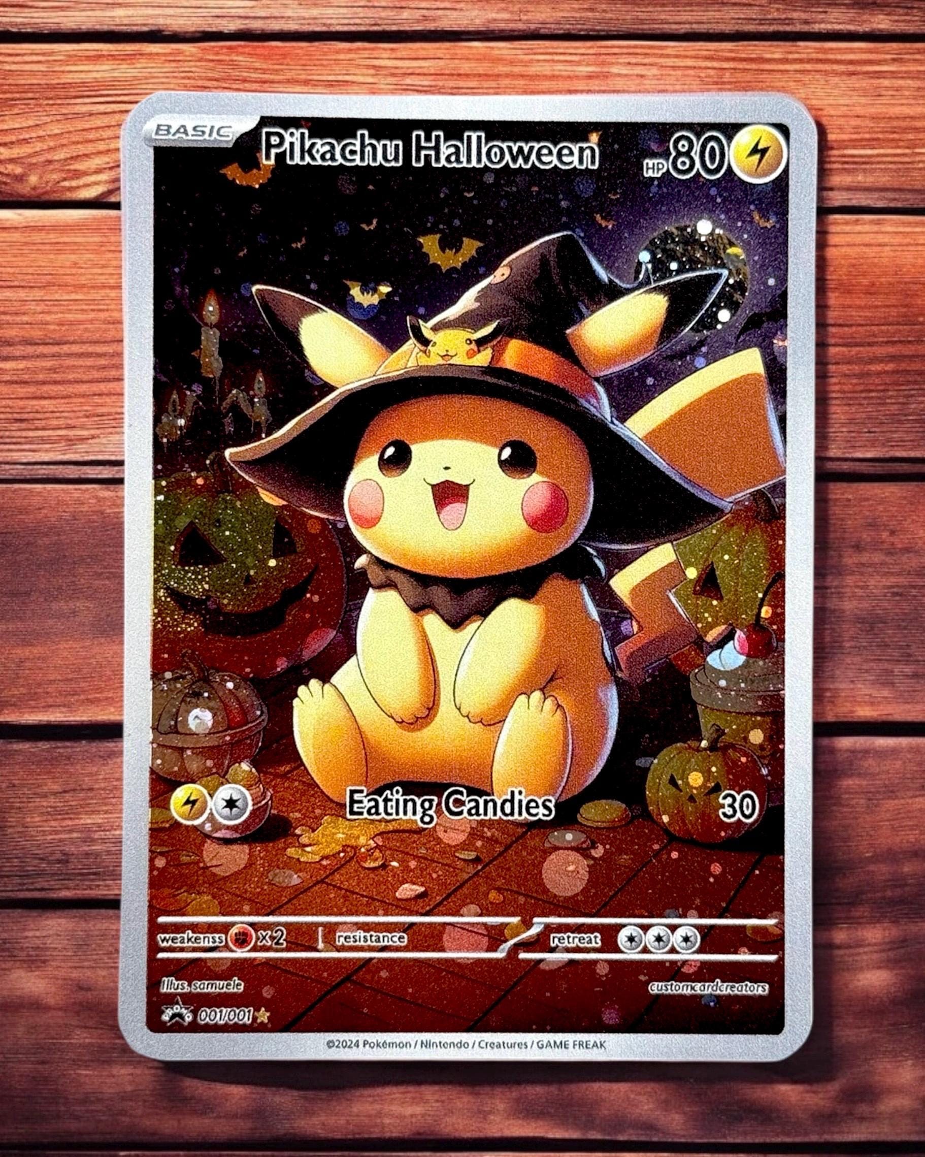 Pikachu Halloween POKEMON Custom Card Gx Cosmo Holo! - Etsy Pikachu Halloween POKEMON Custom Card Gx Cosmo Holo! - Etsy