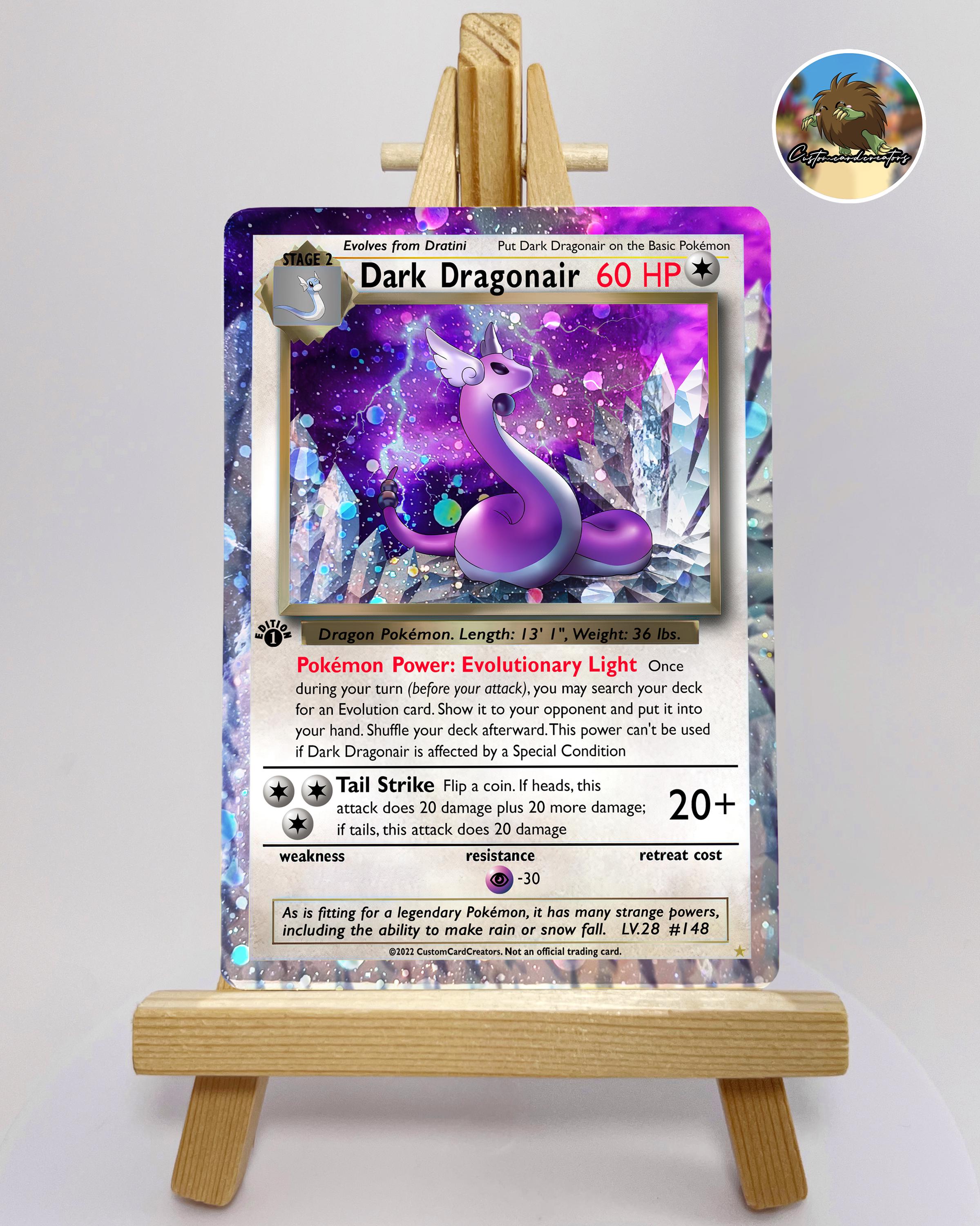 POKEMON Custom Card Dark Dragonair Cosmo Holo! - Etsy UK