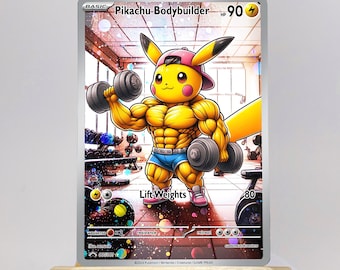 POKEMON custom card Pikachu Fit Bodybuilder Gx Cosmo Holo!
