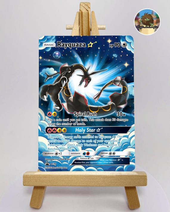 POKEMON Custom Rayquaza Gold Star GX Cosmo Holo Full Art! - Etsy Israel POKEMON Custom Rayquaza Gold Star GX Cosmo Holo Full Art! - Etsy Israel
