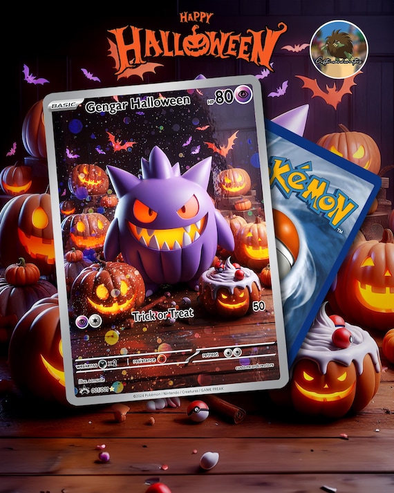 Gengar Halloween POKEMON Custom Card Gx Cosmo Holo ! - Etsy