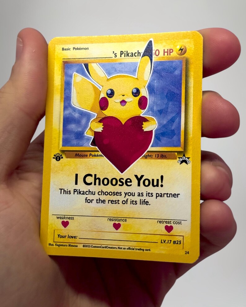 POKEMON Pikachu Valentine's Day Custom Card Love - Etsy