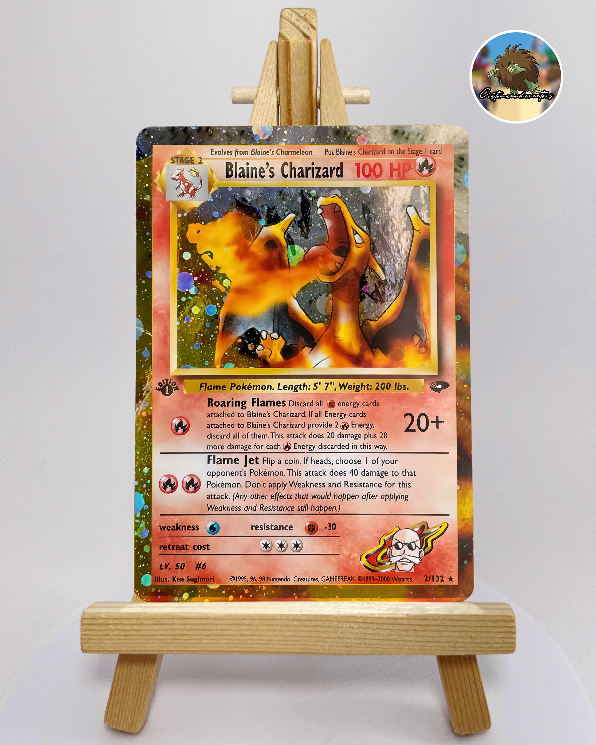 POKEMON Custom Blaine S Charizard Cosmo Holo! - Etsy POKEMON Custom Blaine S Charizard Cosmo Holo! - Etsy