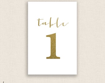 gold great diy printable table numbers 4x6 digital etsy