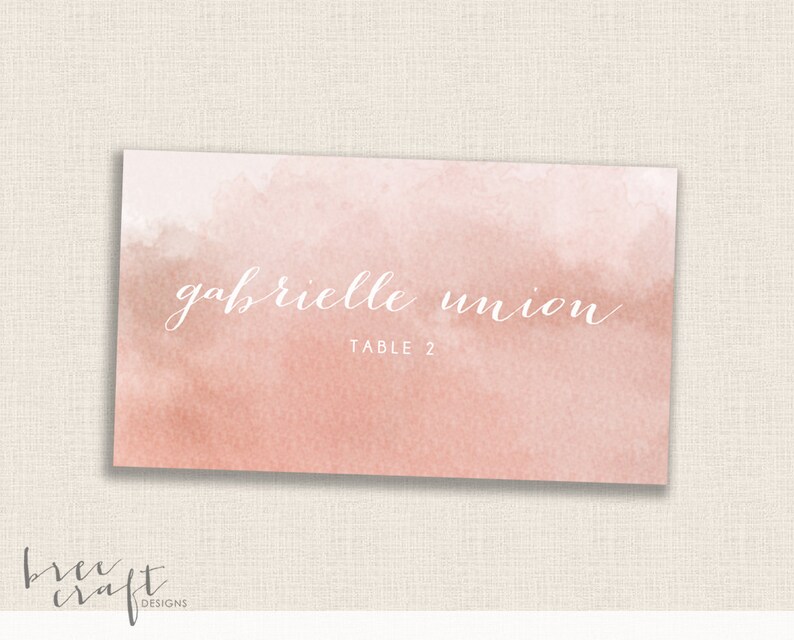 3.5x2 BLUSHING BRIDE DIY Printable Table Decor Personalized Wedding Name Place Cards Custom Calligraphy Place Cards