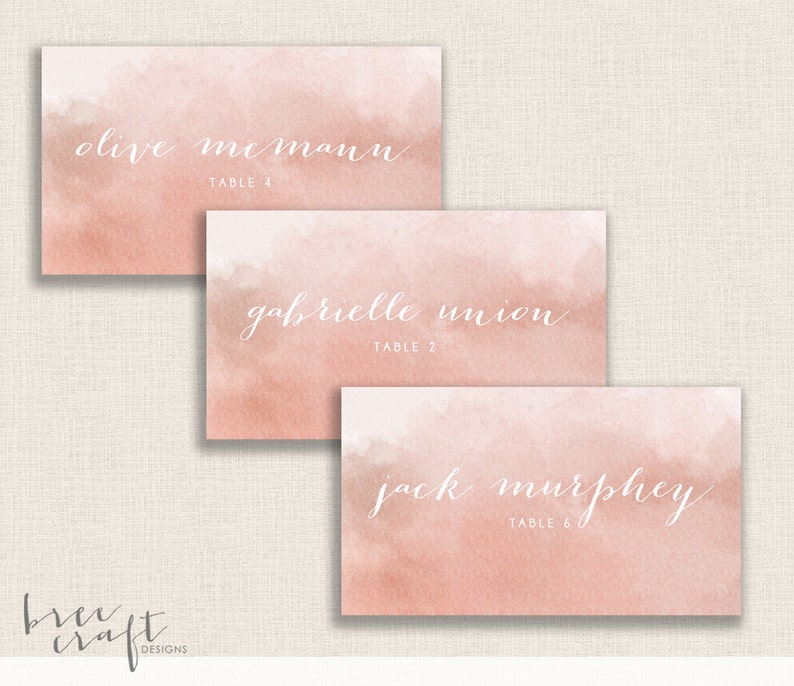 3.5x2 BLUSHING BRIDE DIY Printable Table Decor Personalized Wedding Name Place Cards Custom Calligraphy Place Cards