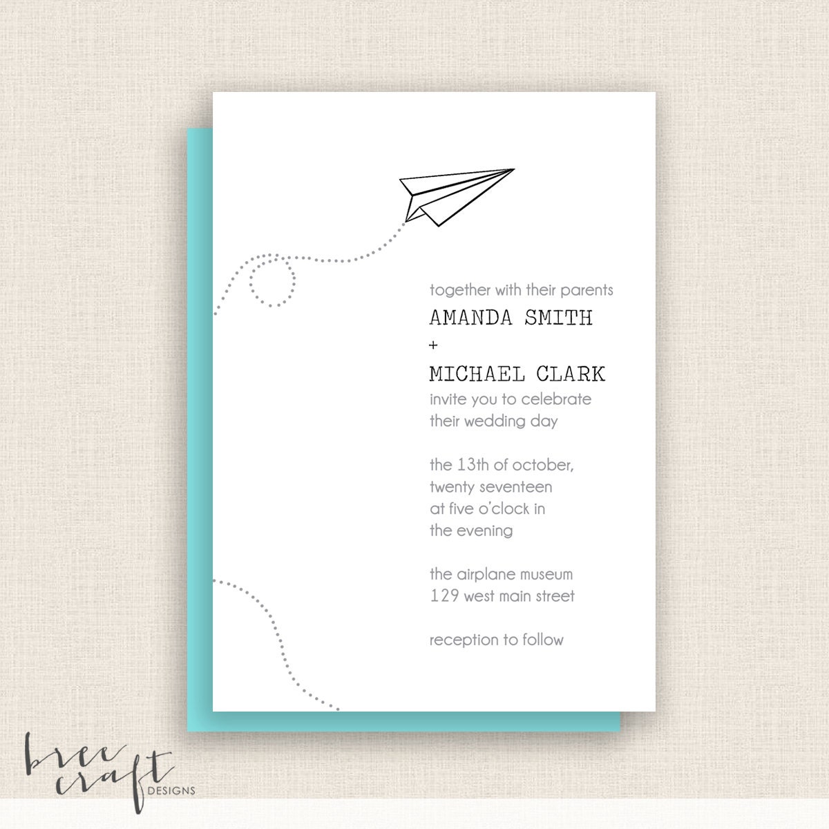 PAPER AIRPLANE DIY Printable Wedding Invitation Etsy