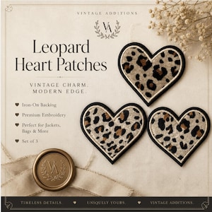 Leopard Print Heart Iron on Patch - Embroidery Patch