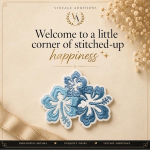 Blue Floral Embroidery Patches – Iron-On/Sew-On Fabric Appliques for Crafts, Clothing, Hats, Bags