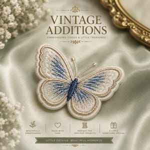 Couture Organza Butterfly Appliqué | Delicate 3D Embroidered Lace Patch