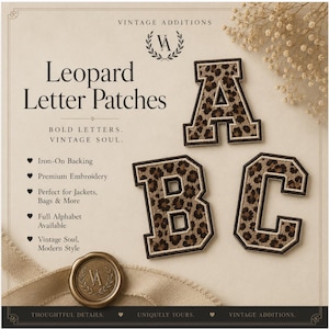 Parches termoadhesivos de letras de peluche con estampado de leopardo: alfabeto bordado termoadhesivo para prendas de vestir DIY.
