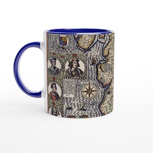 Mapa de Lancashire, taza de Lancashire, taza de cerámica blanca de 325 ml con interior a color