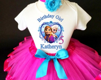 Princess Crown Bright Rainbow Pink Green Yellow Bright Blue 2nd Girl Birthday Tutu Outfit Custom Personalized Name Age Party Shirt Set