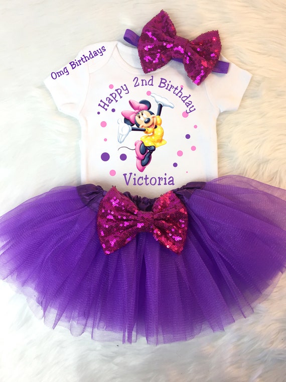 Pink Purple Minnie Mouse Birthday Tutu Outfit Minnie Birthday Etsy