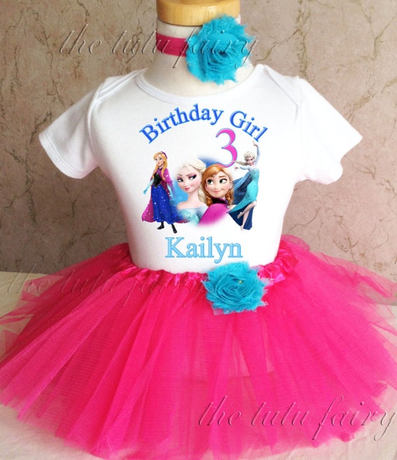 Frozen Elsa Anna Princess Hot Pink Girl 4th Birthday Tutu Outfit Shirt Set