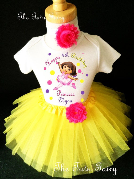 Dora Ballerina Ballet Pink 2nd Second Birthday Shirt Tutu Outfit Set Party