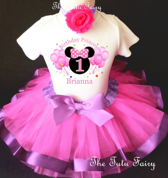 Minnie Mouse Hot Pink Baby Girl 1st First Birthday Tutu Outfit Shirt Set Age 1