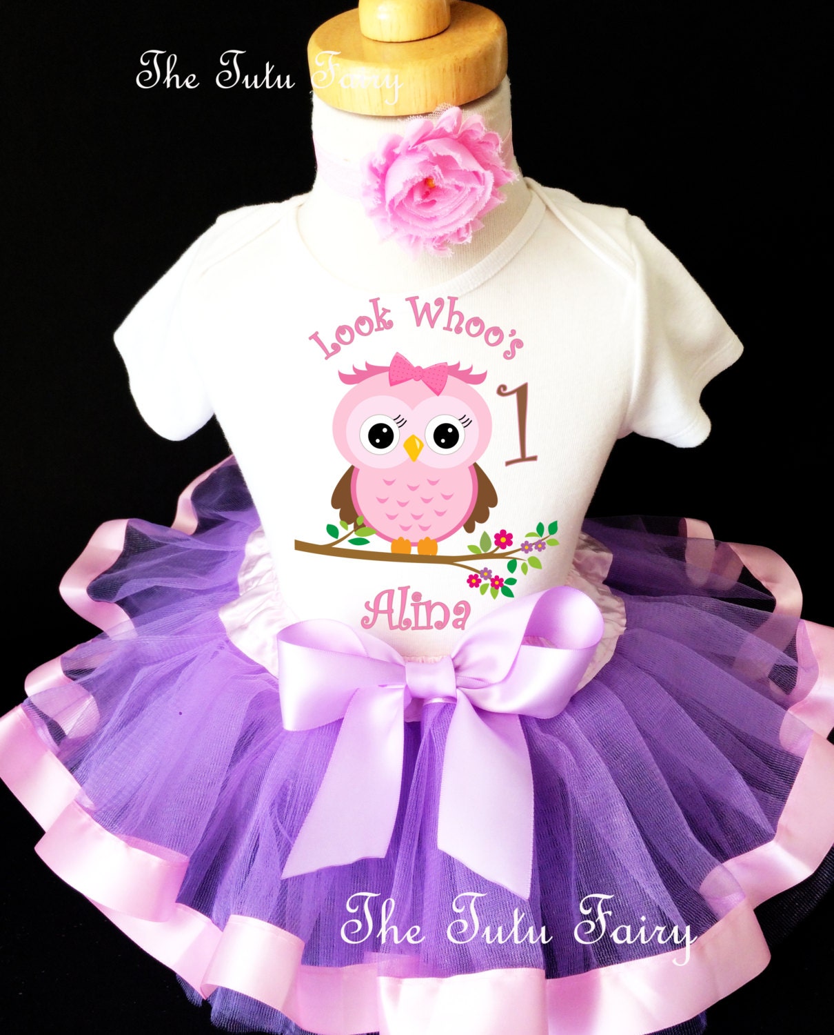 Owl Look Whoo s Whos Who s Light Pink Purple Lavender 1st First Girl Birthday Tutu Outfit Custom Personalized Name Age Party Shirt Set Etsy