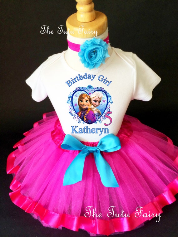 Frozen Elsa Anna Princess Hot Pink Girl 4th Birthday Tutu Outfit Shirt Set