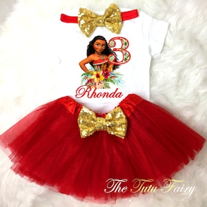 Moana Hawaiian Princess Red Gold 2nd Second Birthday Custom Etsy Moana Hawaiian Princess Red Gold 2nd Second Birthday Custom Etsy