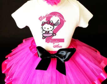 Kitty Ballerina 2nd Birthday Tutu Outfit: Hot Pink Party Set