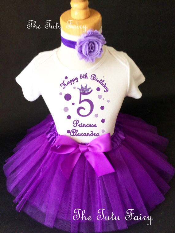 Pink Purple Princess Crown 1st Baby Birthday Shirt Tutu Outfit Set girl