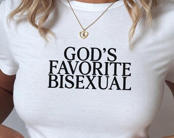Gods favoriete biseksuele baby-shirt, esthetisch homo grafisch shirt, LGBTQ biseksueel trendy cadeau, queer mode, WLW Femme subtiele trots