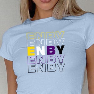 Enby Nonbinary Pride Baby Tee, LGBTQ Pride Month Shirt, Subtle Non Binary NB Flag Tshirt, Genderqueer Shirt, Pride Parade T-Shirt
